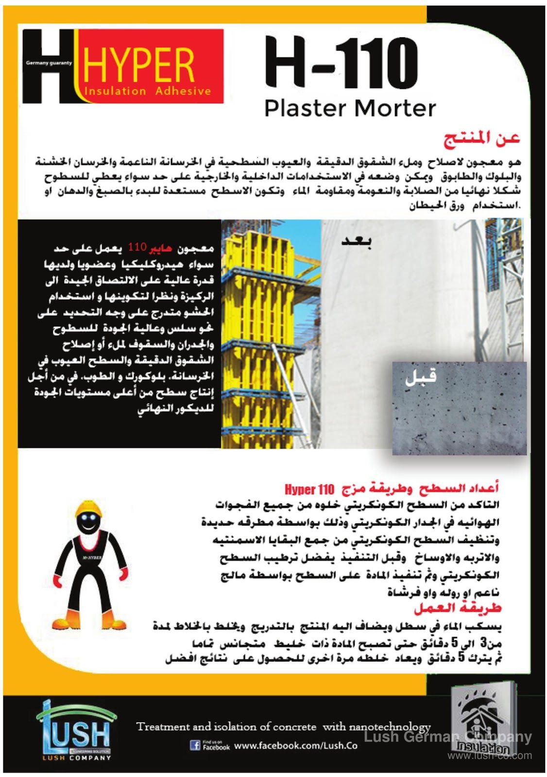 معجون ومونة ترميم وبياض الخرسانة هايبر (HYPER H-110 Plaster Mortar)
